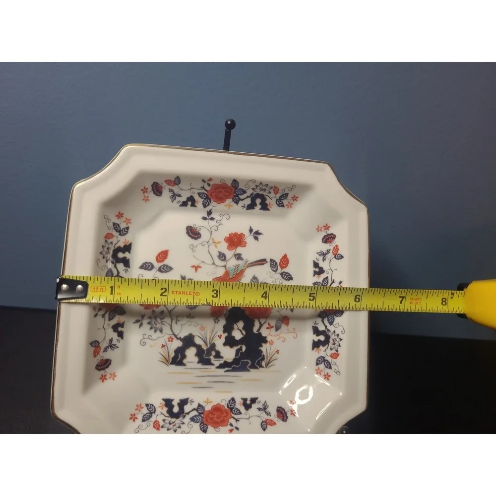 Vintage Floral Birds Square Plate 6